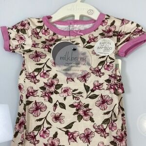 Milkberry Pajamas 18M Rayon Bamboo Floral Short Sleeve Top Pants Set Kids NEW